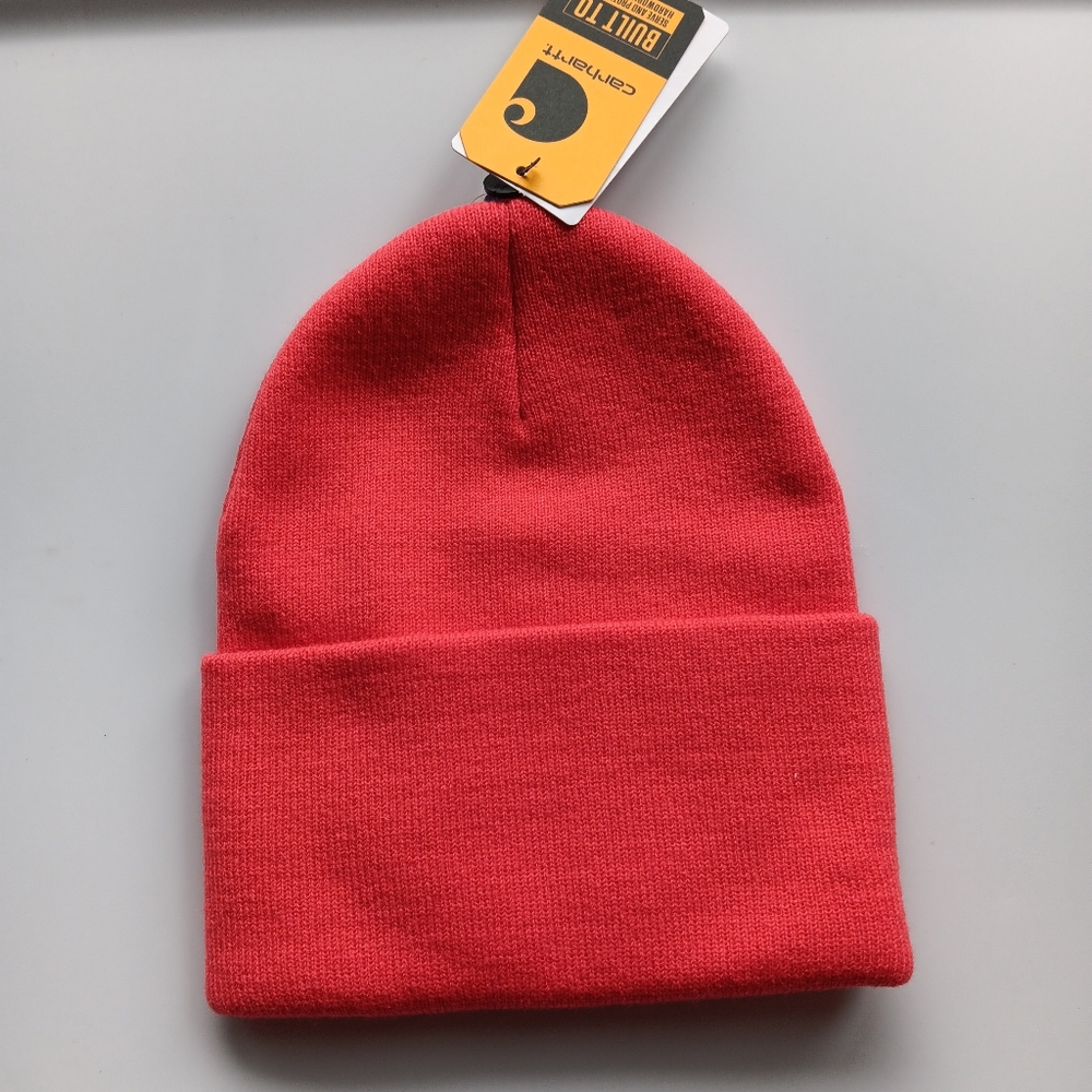 Carhartt Watch Beanie Bundle Rib Knit Orange Red Aqua Blue Women's Model A18 - Picture 5 of 6